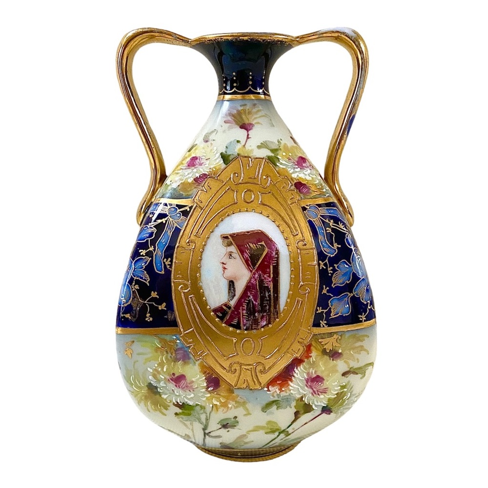 ANTIQUE RW RUDOLSTADT GERMANY PORCELAIN SMALL HAND PAINTED VASE
